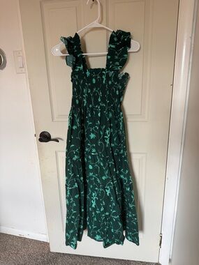 Hill House Nap Green Floral Ruffle-Strap Sundress Maxi